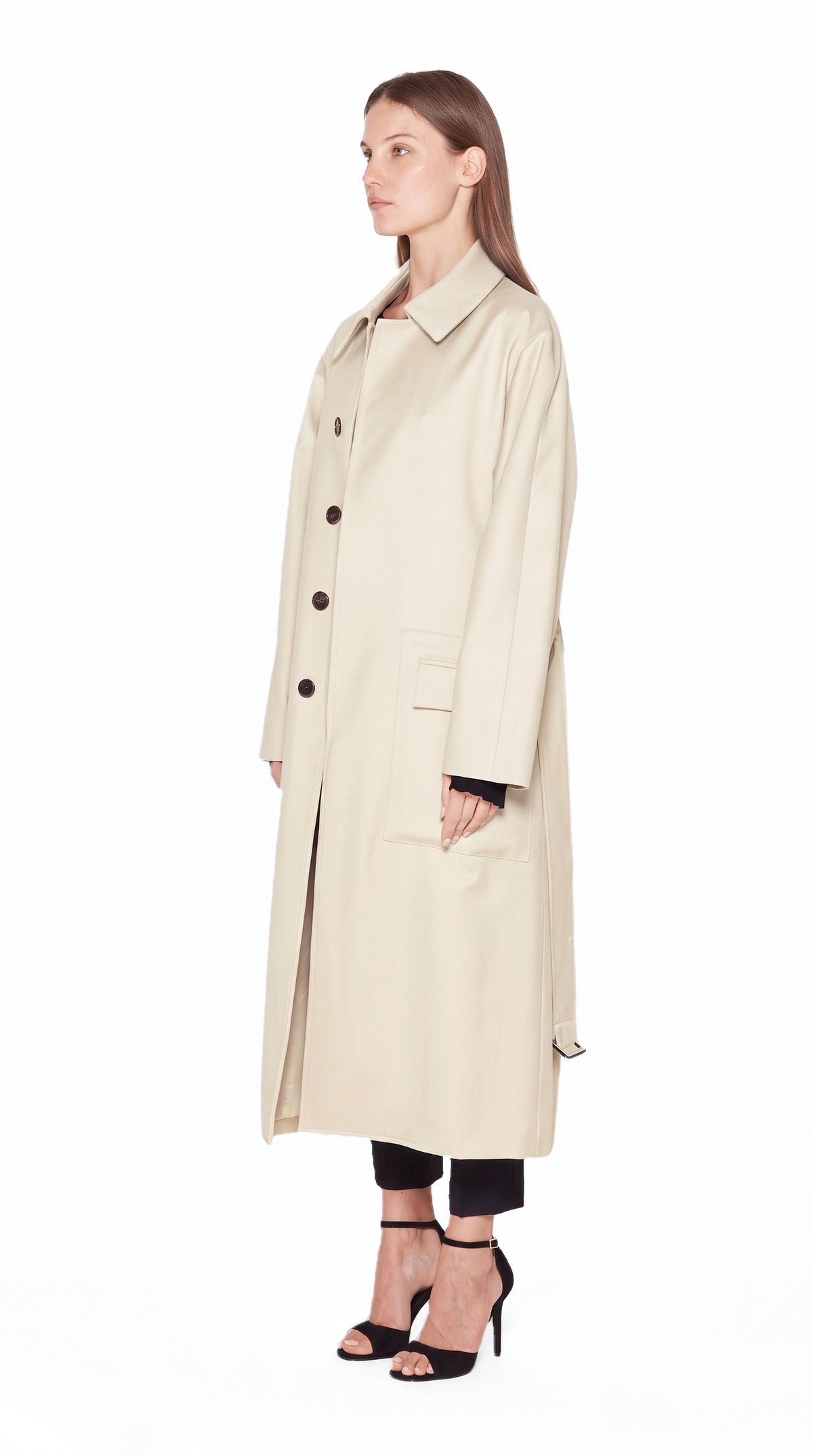 Victor Overcoat Women Ivory, side view – POAN