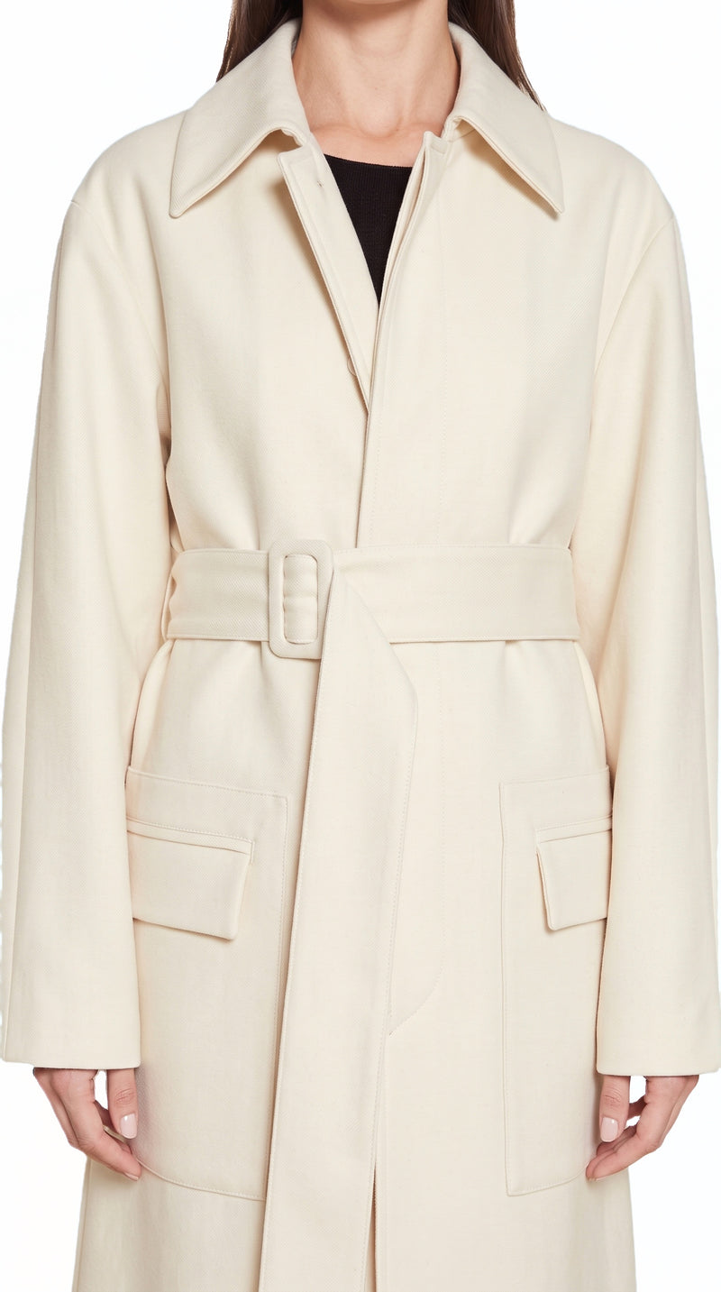 Victor Overcoat Women Ivory, detail – POAN