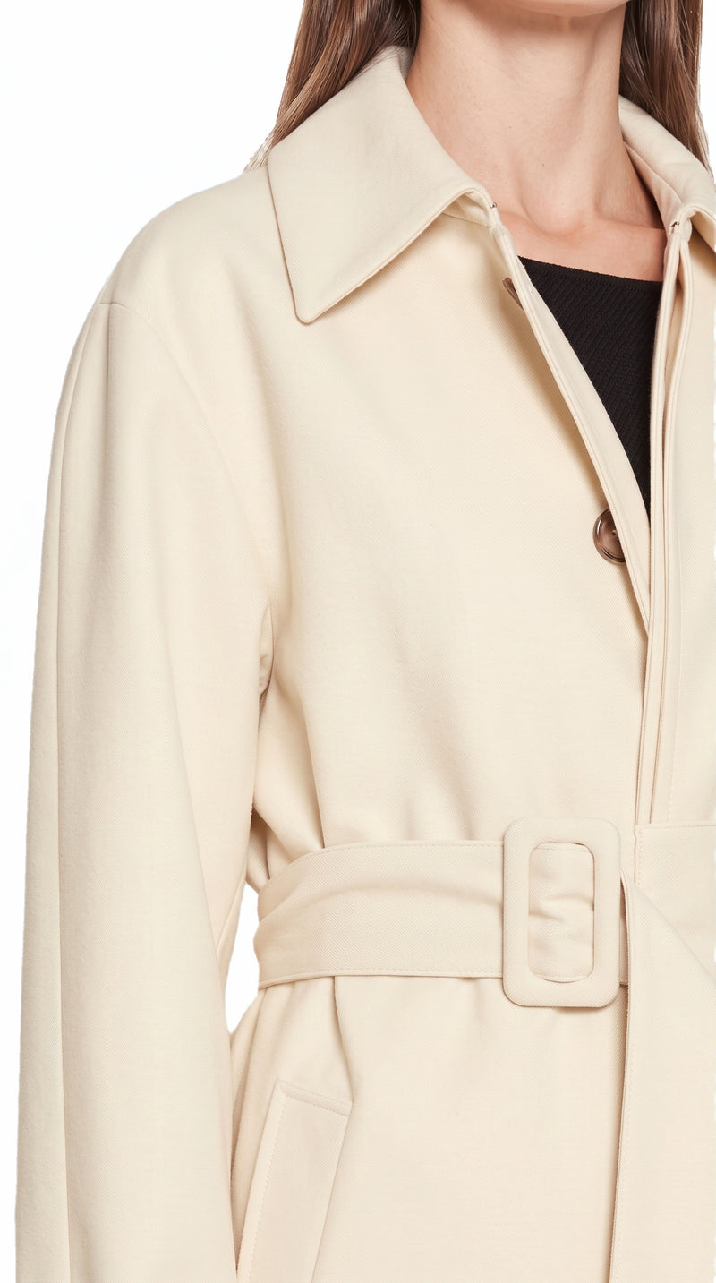 Victor Overcoat Women Ivory, detail – POAN