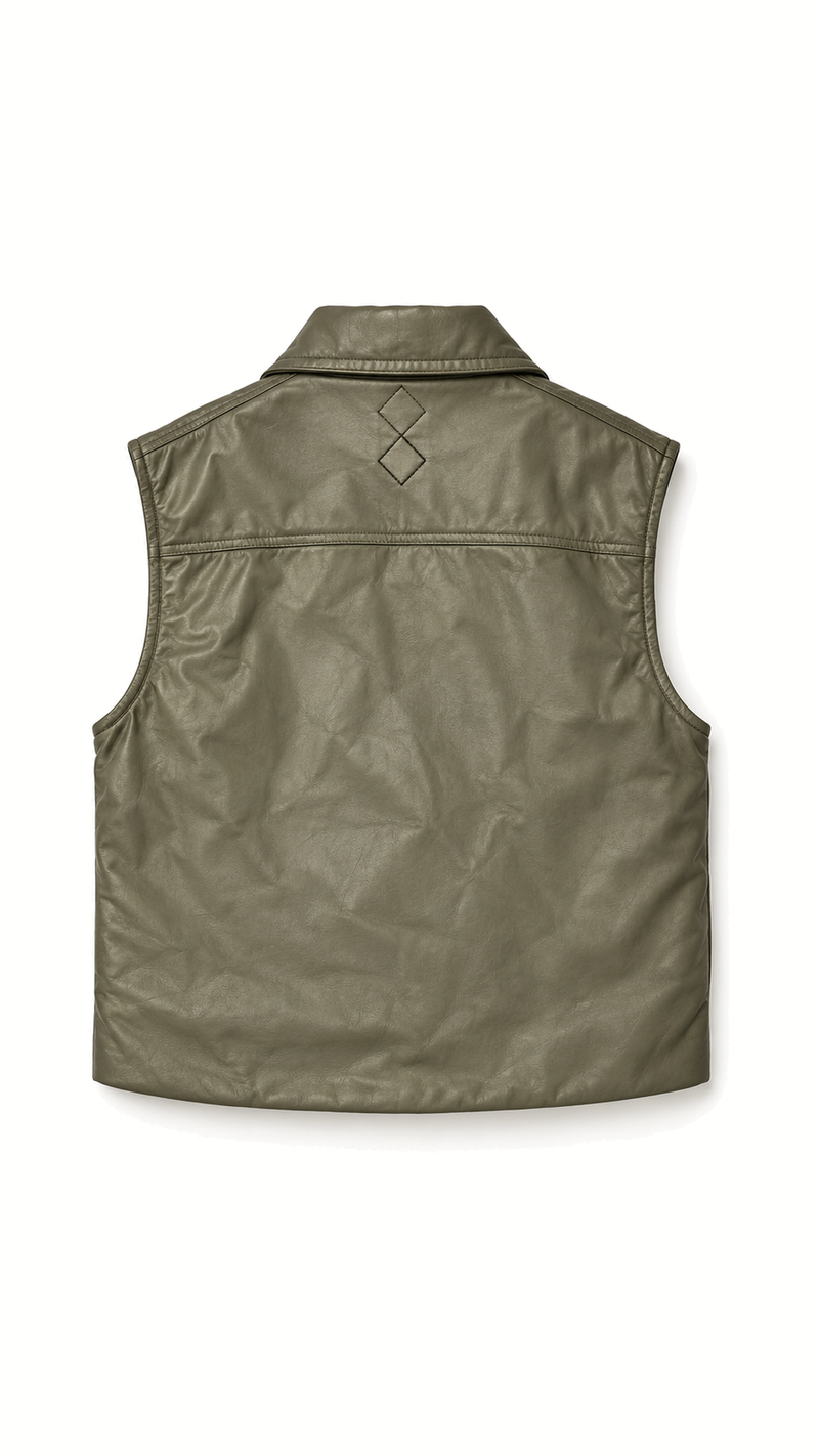 Brian Waistcoat Vegan Leather Olive Men