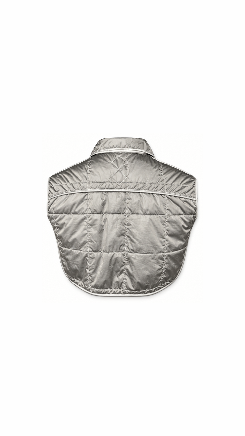 Brian Waistcoat Cropped Quilted Nylon Silver Women - flat back