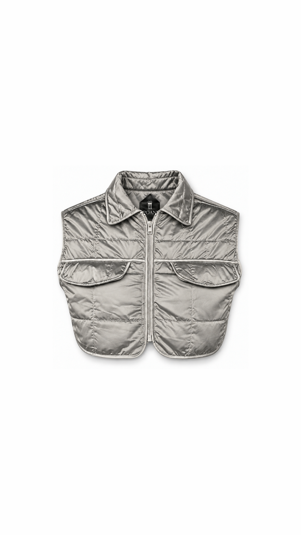 Brian Waistcoat Cropped Quilted Nylon Silver Women