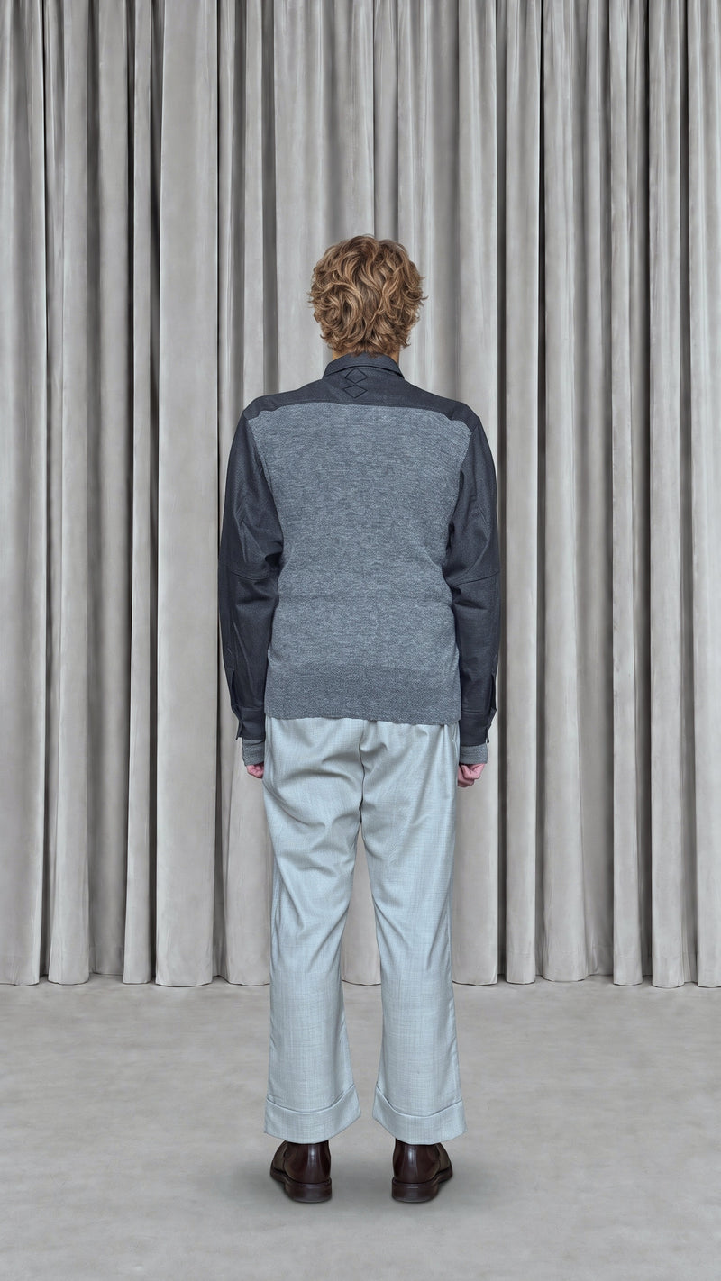Brieuc Angora Flannel Overshirt Grey Men - back view