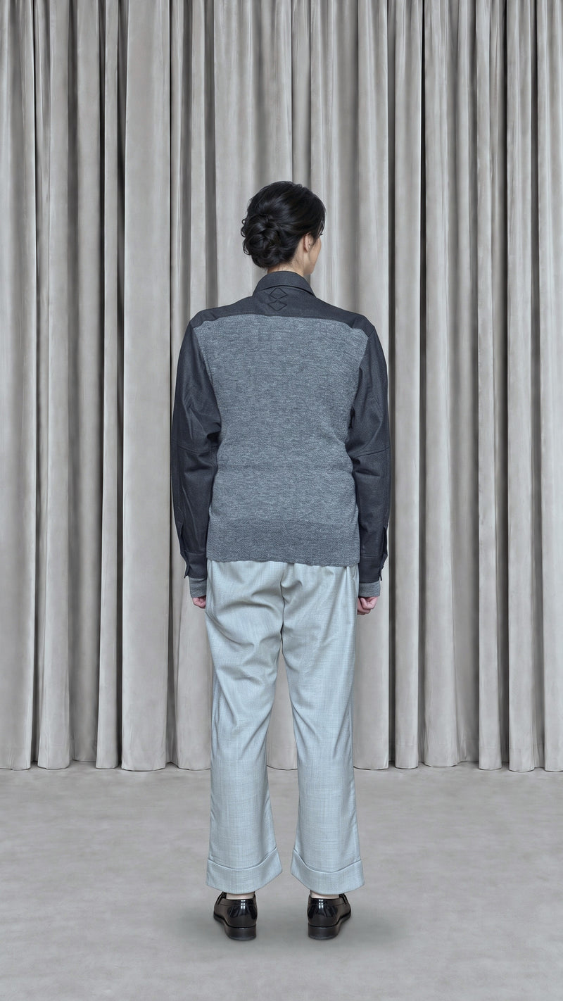 Brieuc Angora Flannel Overshirt Grey Women - back view
