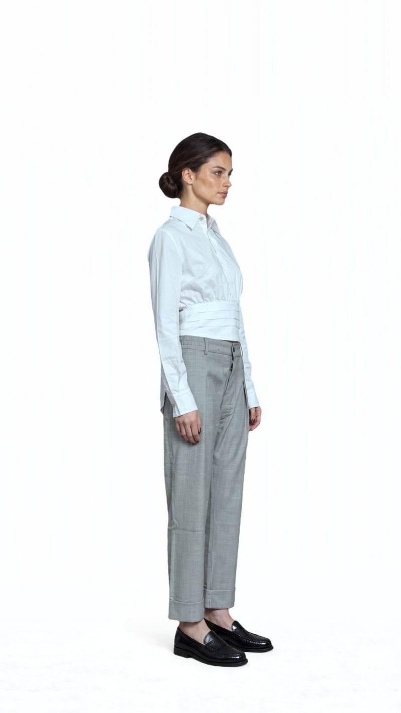 Bundula Blouse Poplin White Women, side view – POAN