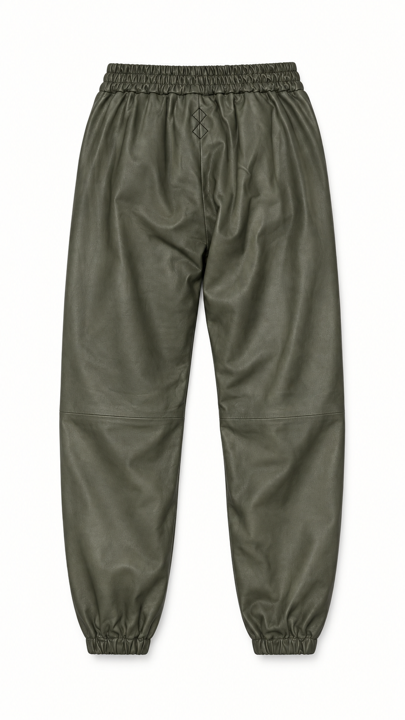 Christina Tracksuit Pants Vegan Leather Olive Men