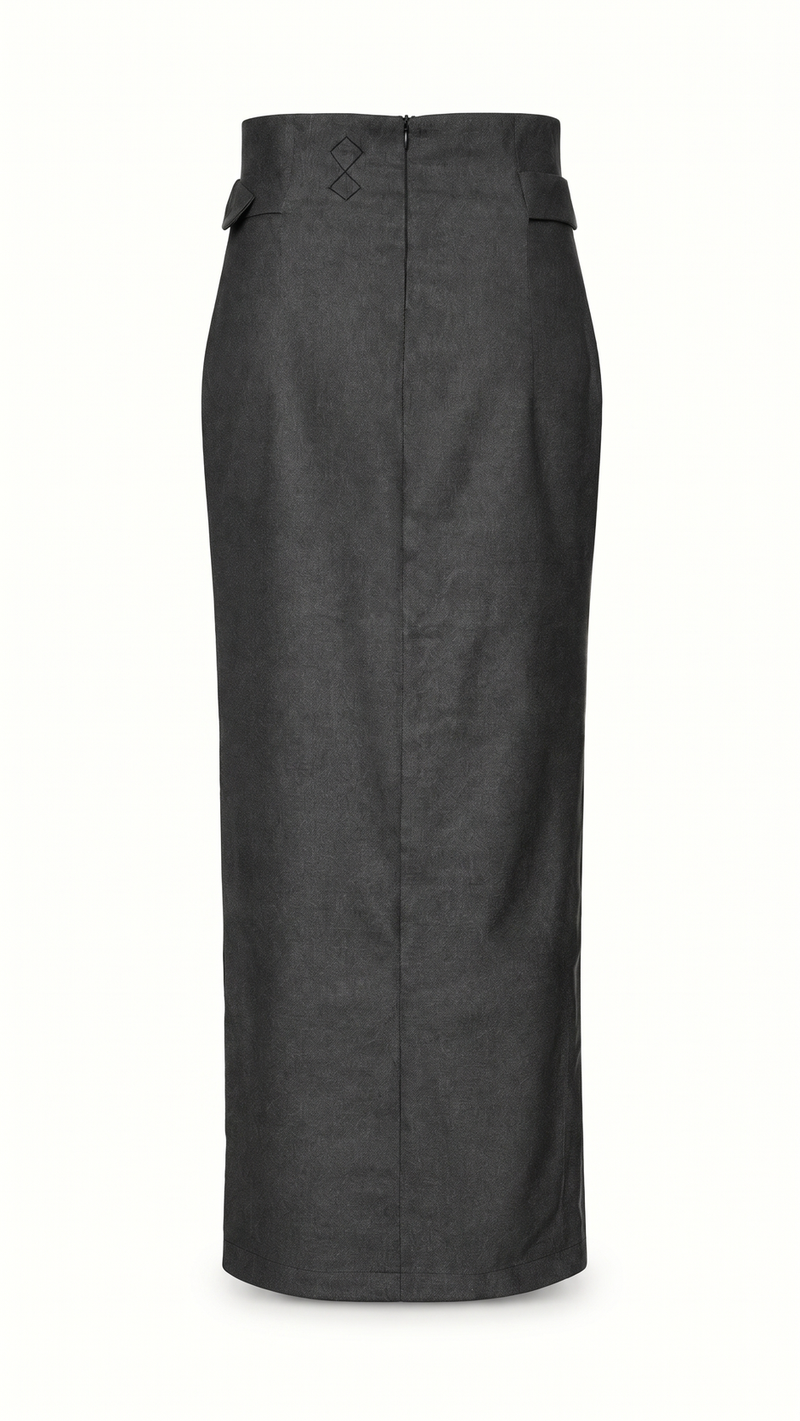 Dolce Angora Flannel Skirt Grey Women, flat back – POAN