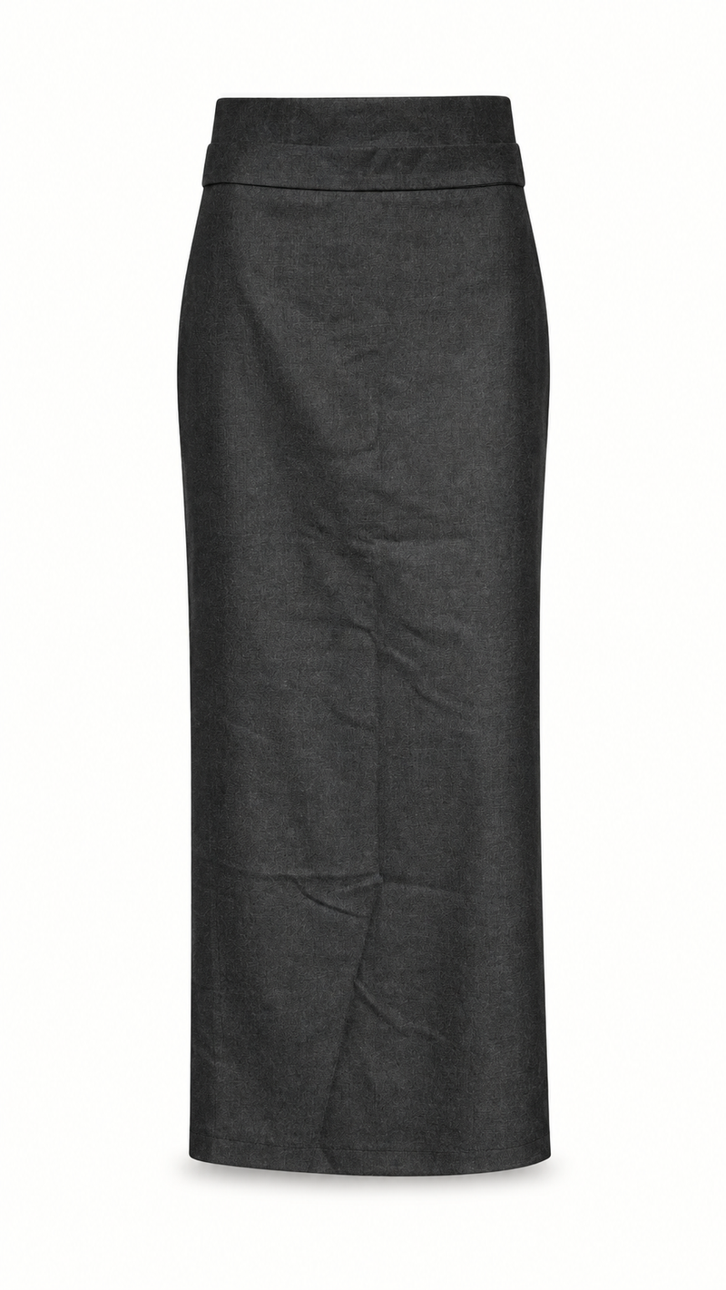 Dolce Angora Flannel Skirt Grey Women, flat front – POAN