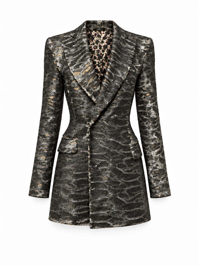 Henri Sequins Jacket Panther Women - flat front