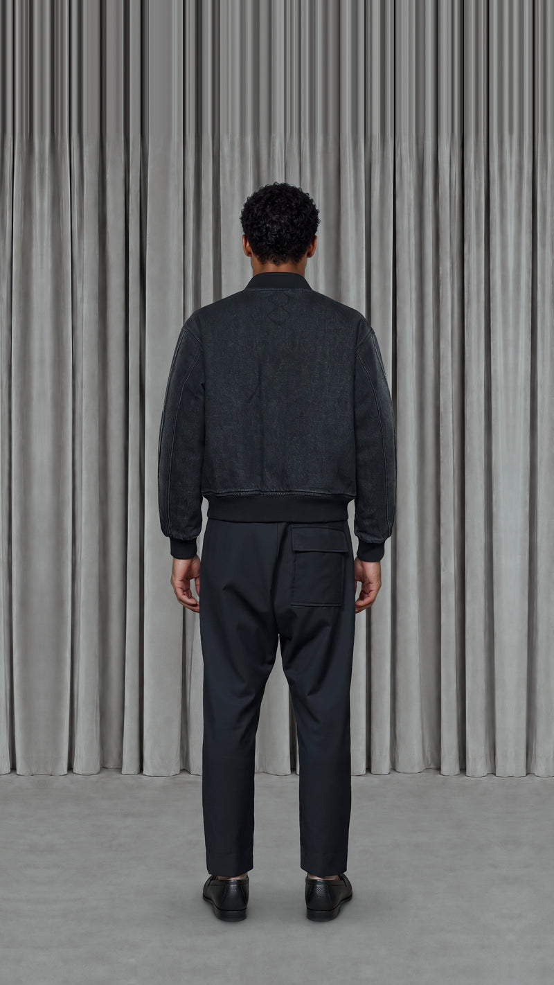 Iceman Bomber Washed Denim Asphalt Men, model back – POAN