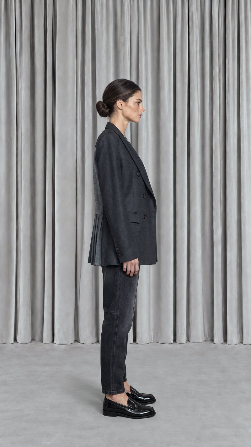 Michael DB Alpaca Flannel Jacket Grey Women - side view