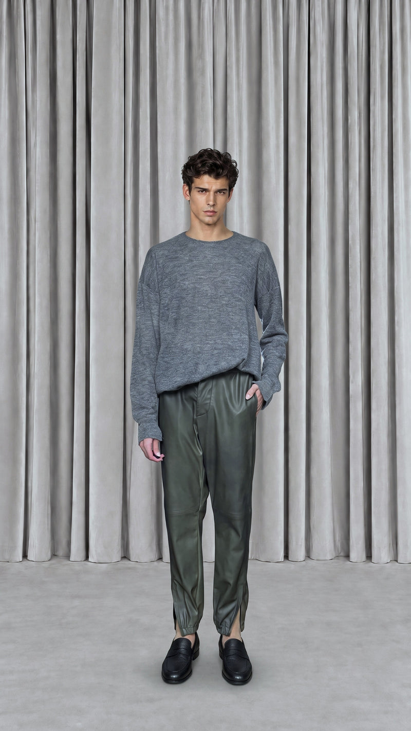 Roberto Alpaca Mohair Knitted Pullover Grey Men - front view