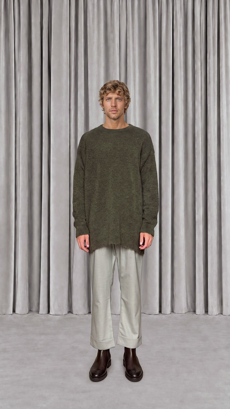 Robin Pullover Mohair Moss Men - front view