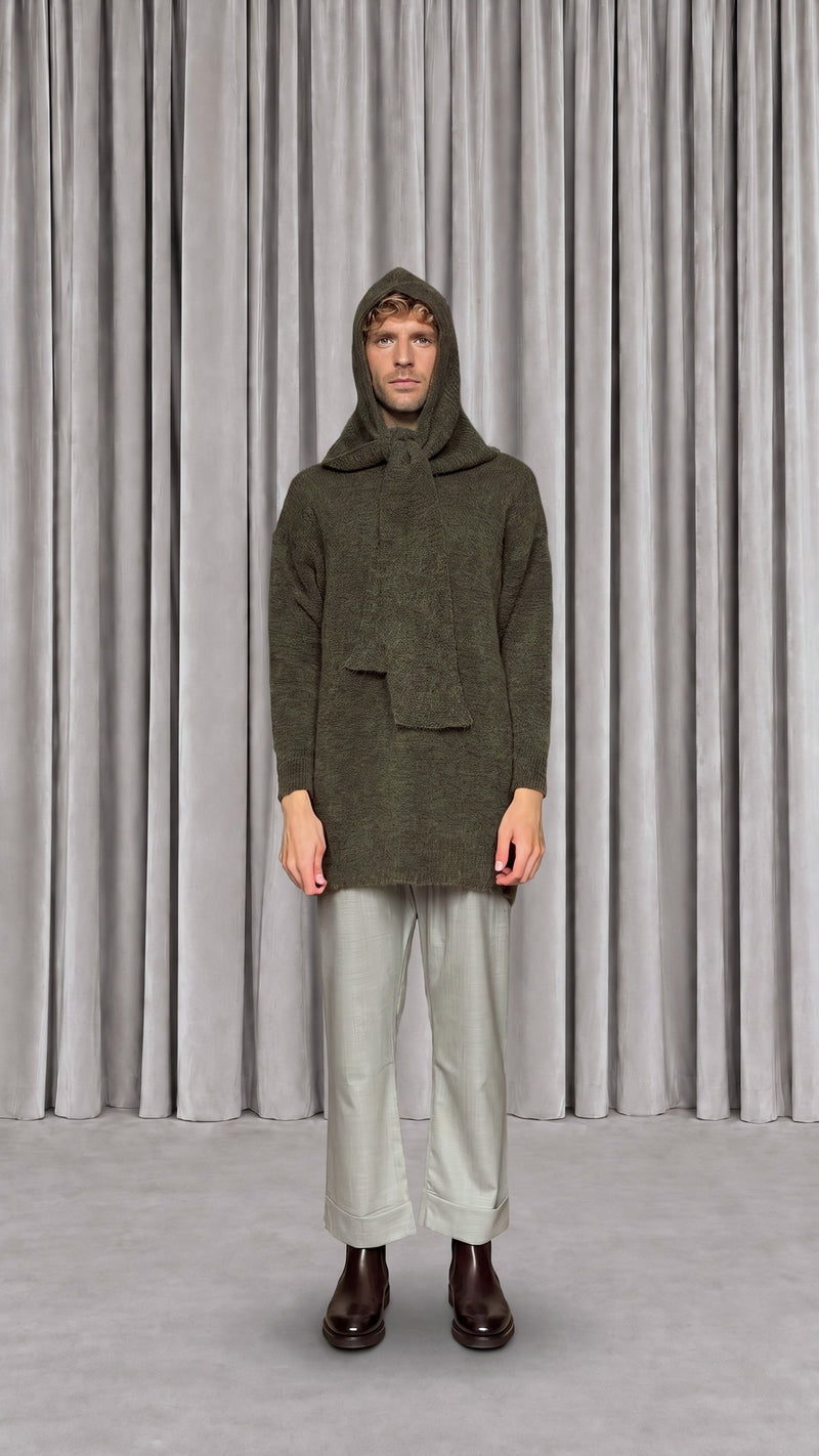 Robin Snood Mohair Moss Men - front view