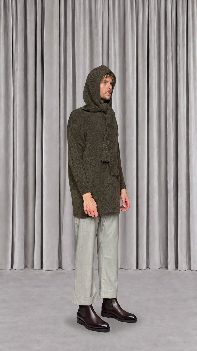Robin Snood Mohair Moss Men - side view