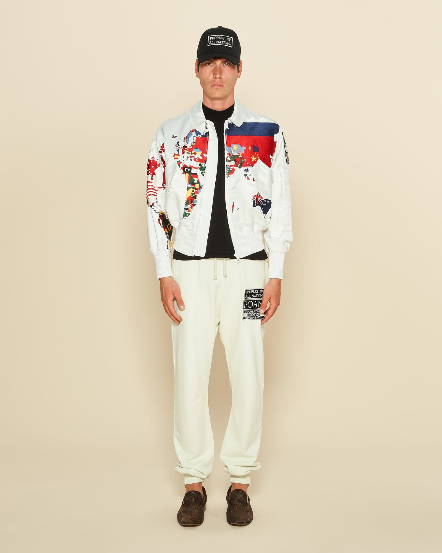 World Map MA-1 Flight Bomber Jacket Multi Ivory