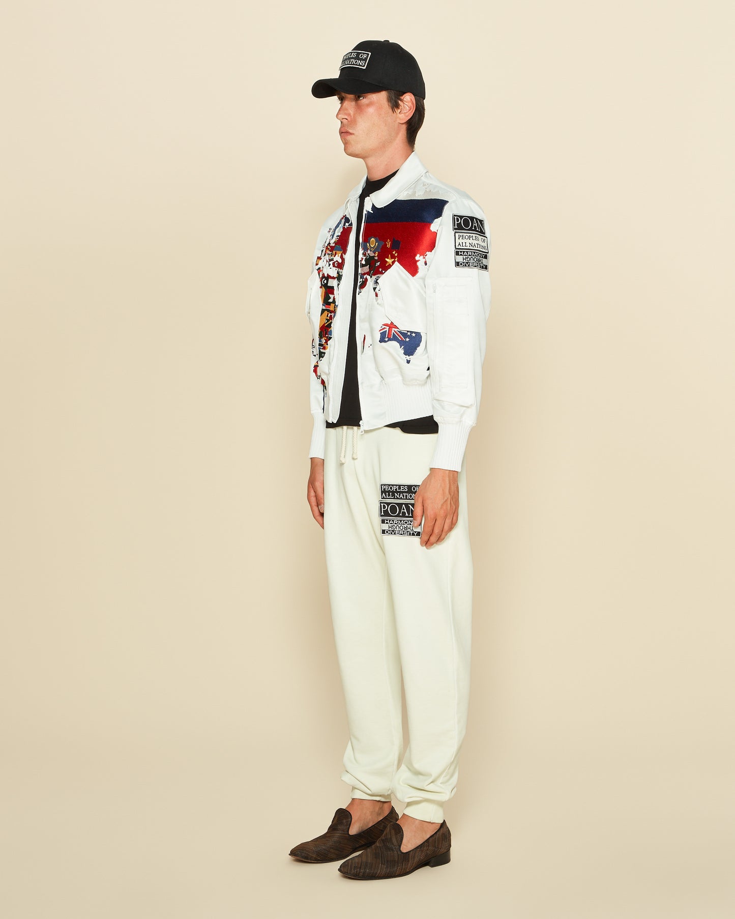 World Map MA-1 Flight Bomber Jacket Multi Ivory