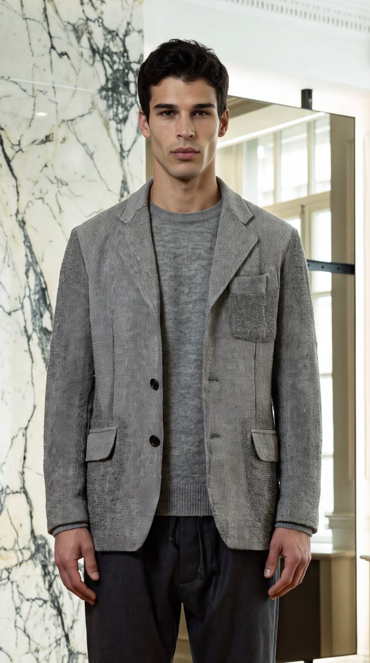 Nicholas Jacket Broken Stitch Silver Men