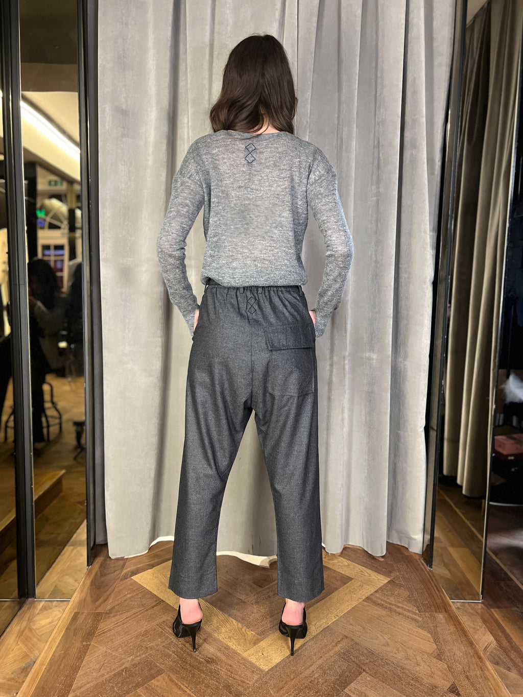 Roberto Alpaca Mohair Knitted Pullover Grey Women