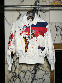 Hero World Map Bomber Jacket Multi Men Ivory