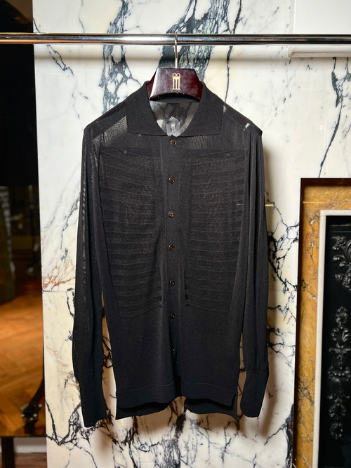 Bib Long Sleeve Polo Black Men