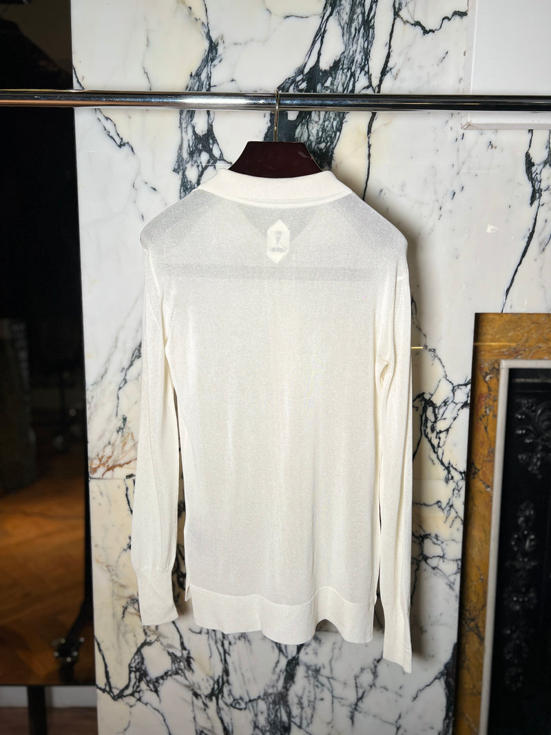 Bib Long Sleeve Polo Ivory Men