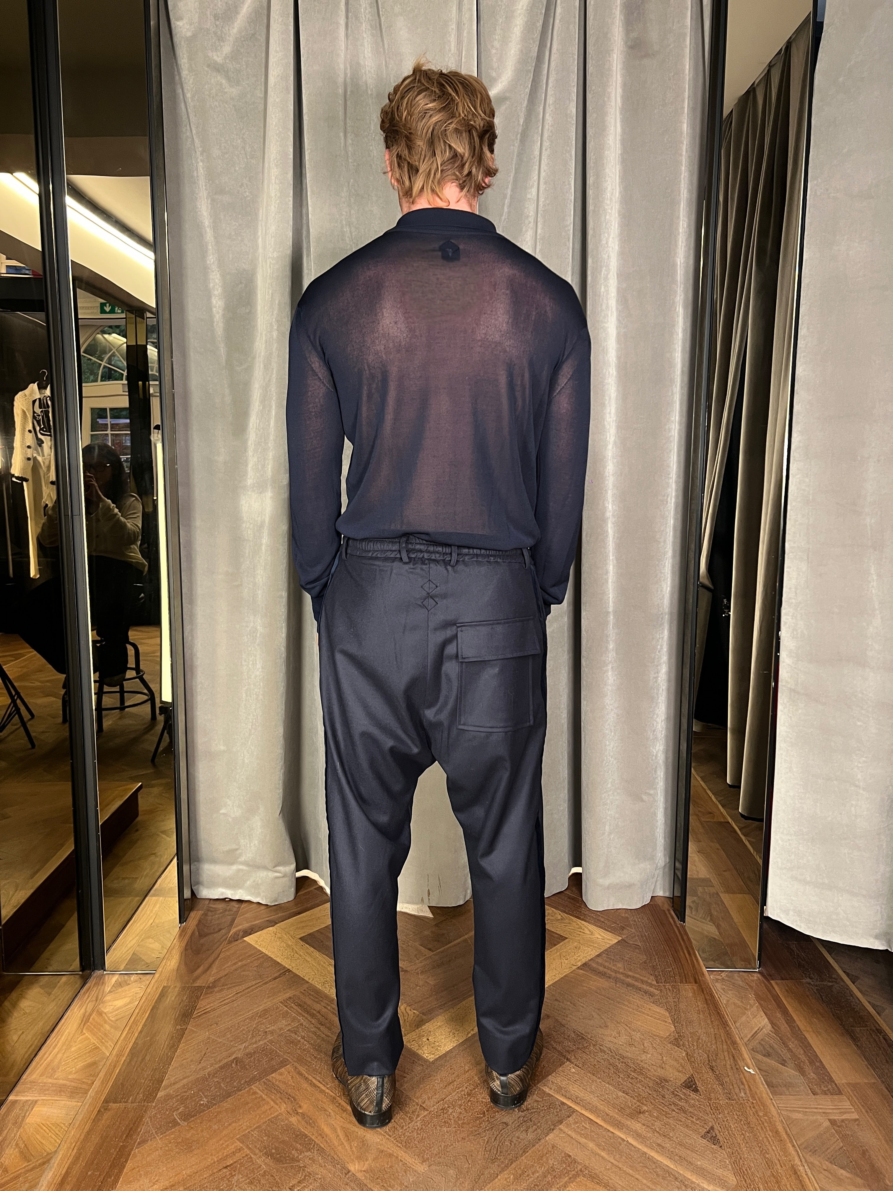 Fender Merino Flannel Drop Crotch Trousers Navy Men