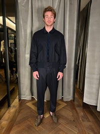 Iceman Merino Flannel Bomber Jacket Navy Men