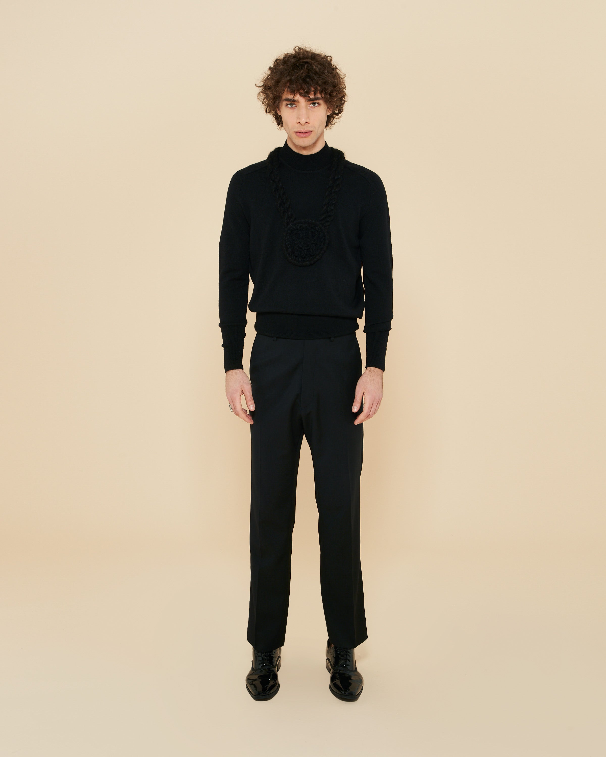 Mens black polo neck jumper best sale