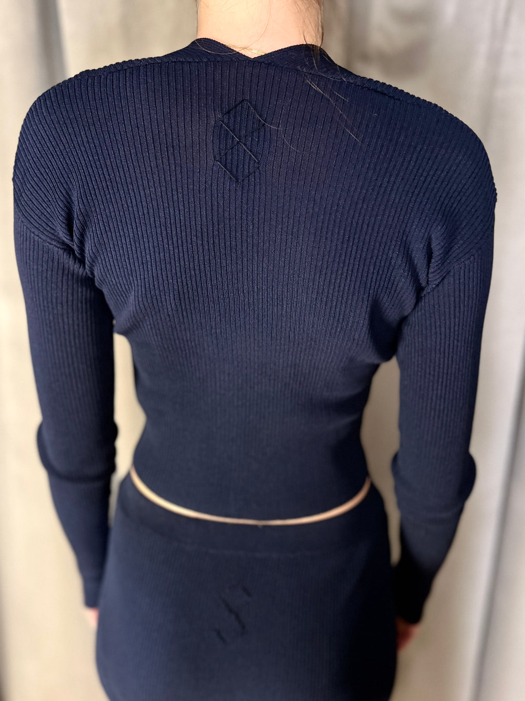 Fior Knitted Cropped Cardigan Navy Women