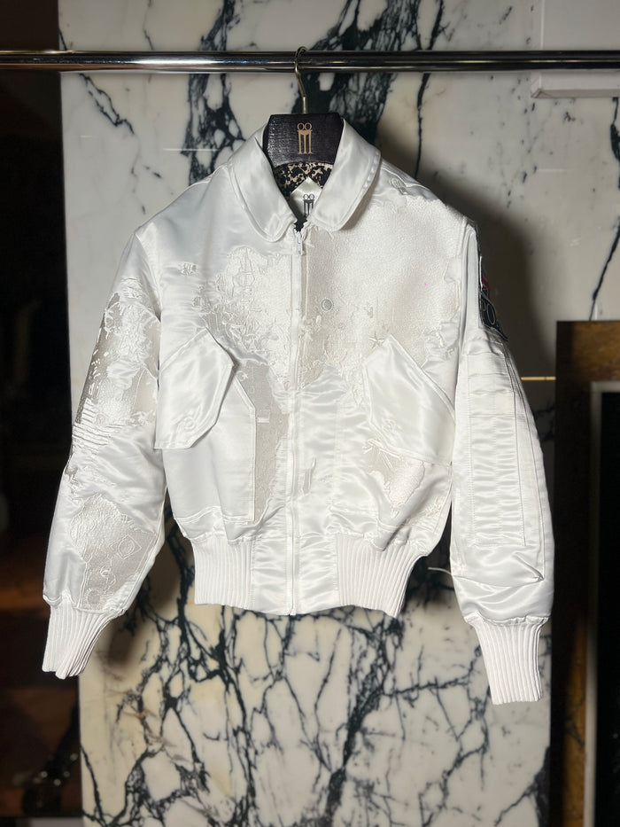 Hero World Map Bomber Jacket Men Ivory