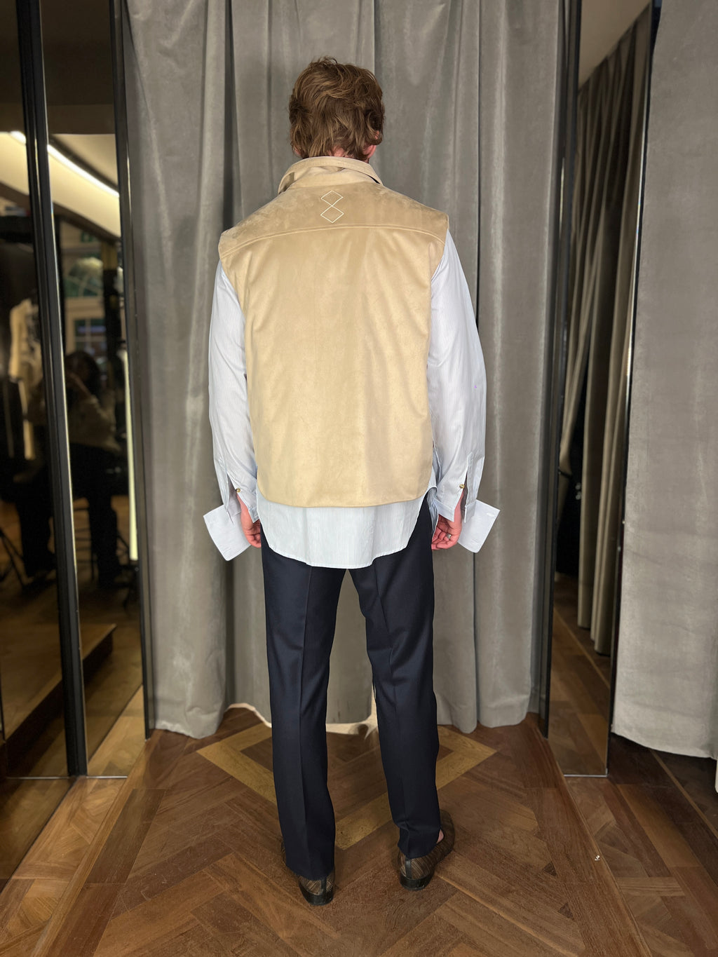 Brian Alcantara Wadded Waistcoat Beige Men