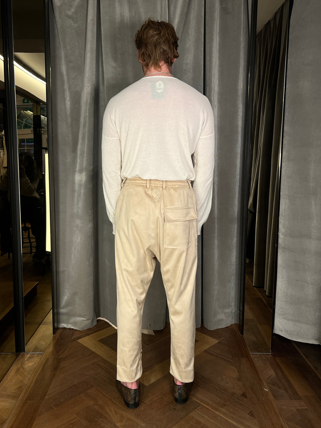 Fender Alcantara Drop Crotch Trousers Beige Men