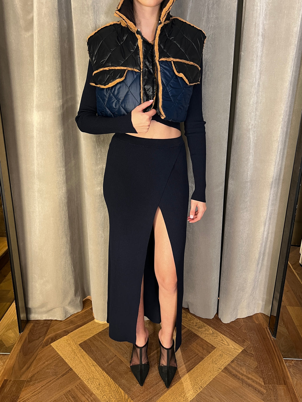 Dalisio Knitted Wrap Skirt Navy Women