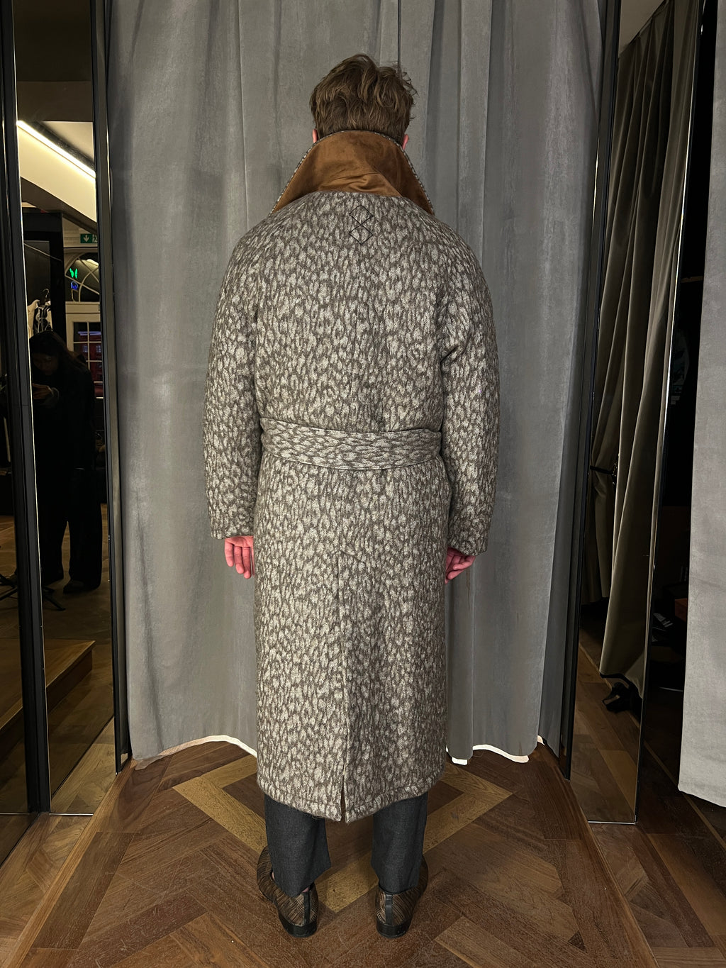 Victor Mohair Jacquard Blanket Overcoat Brown Men