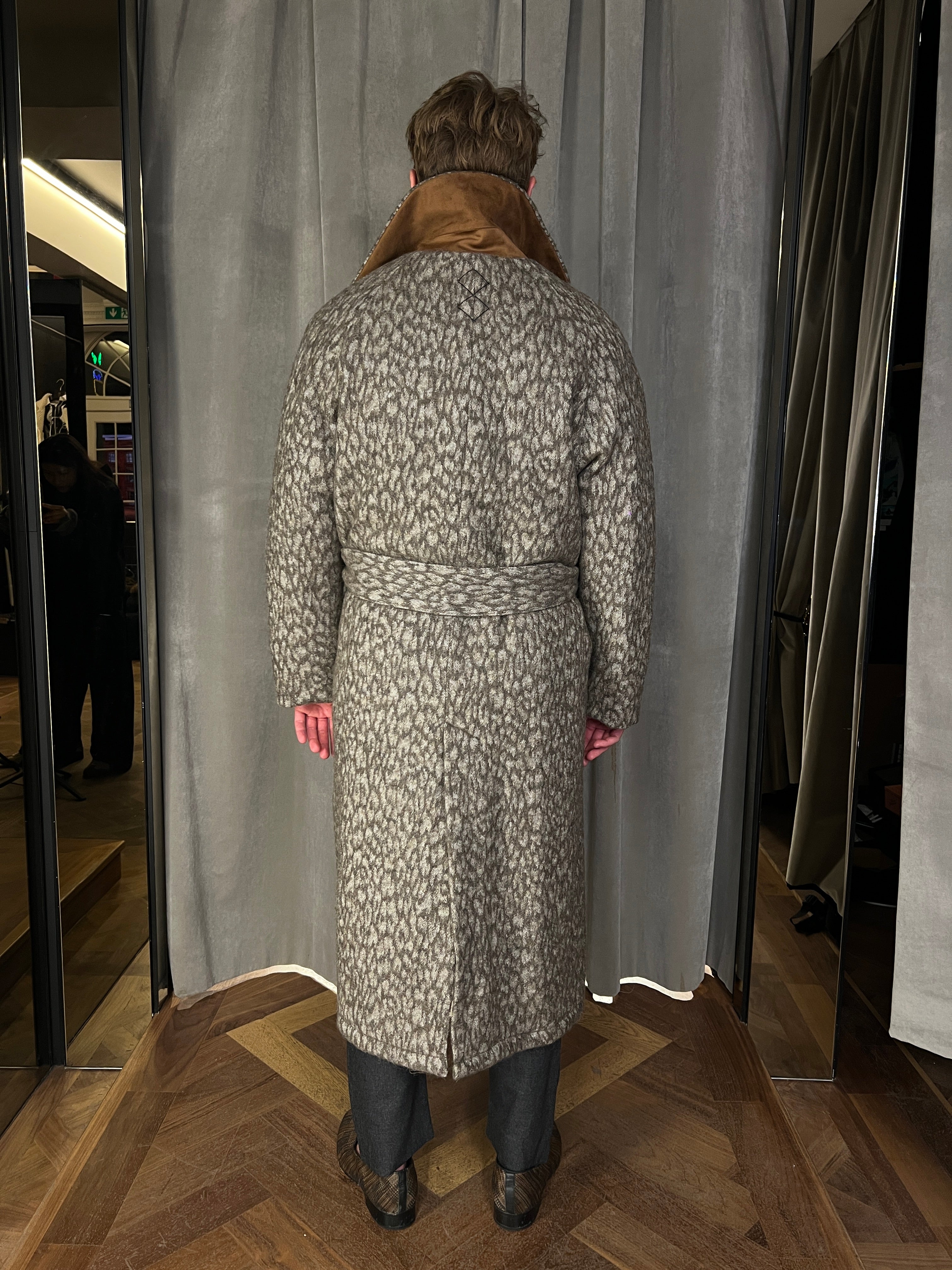 Victor Mohair Jacquard Blanket Overcoat Brown Men