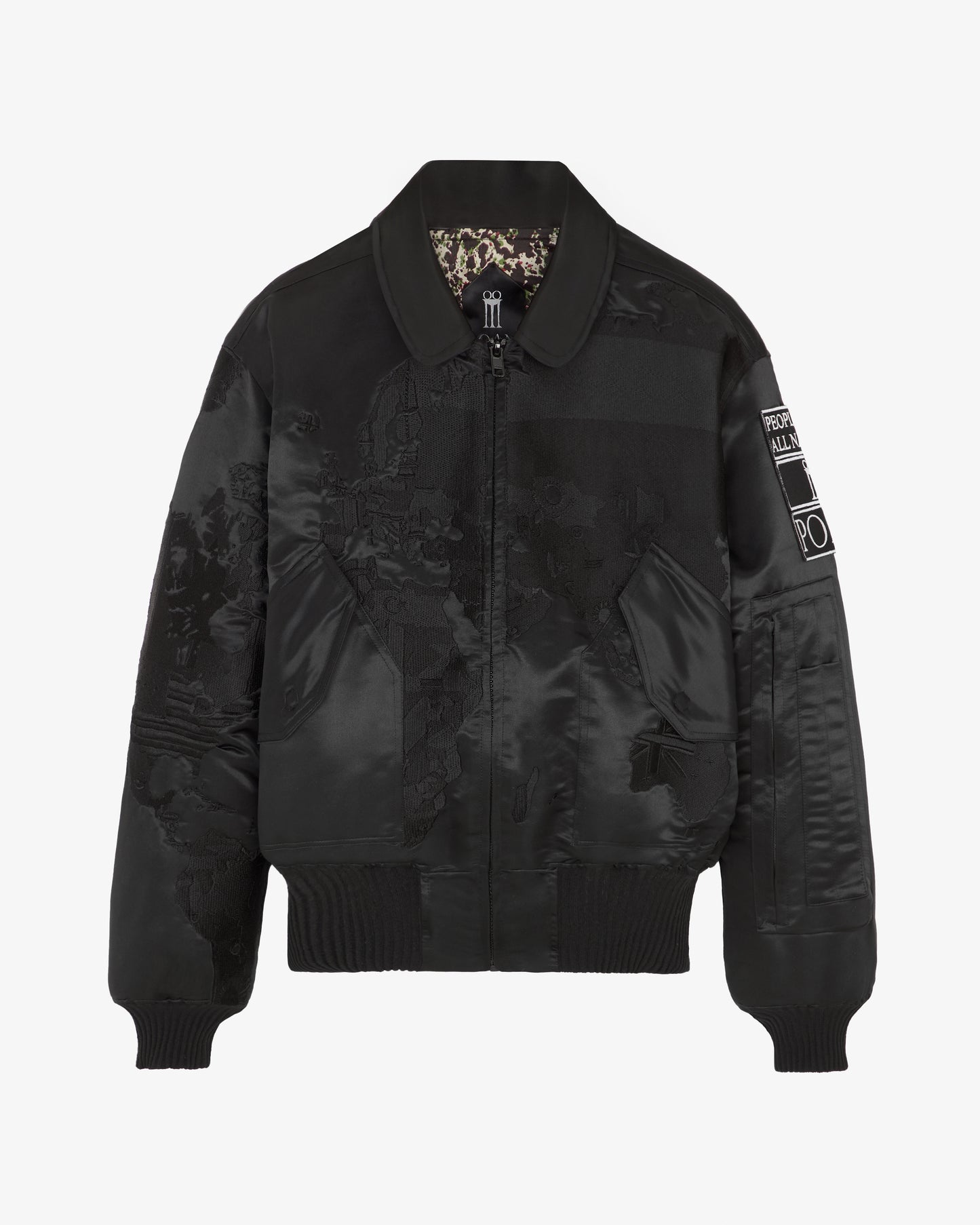 World Map MA-1 Flight Bomber Jacket Black