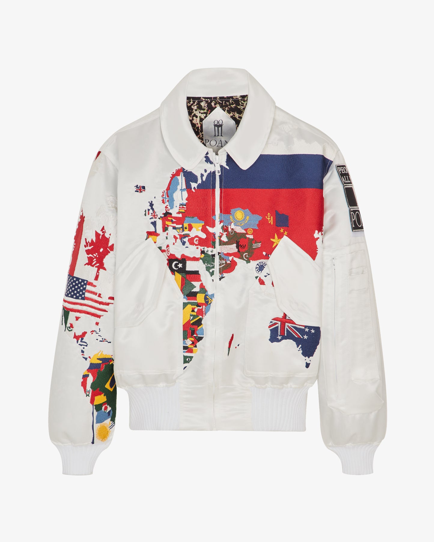 World Map MA-1 Flight Bomber Jacket Multi Ivory