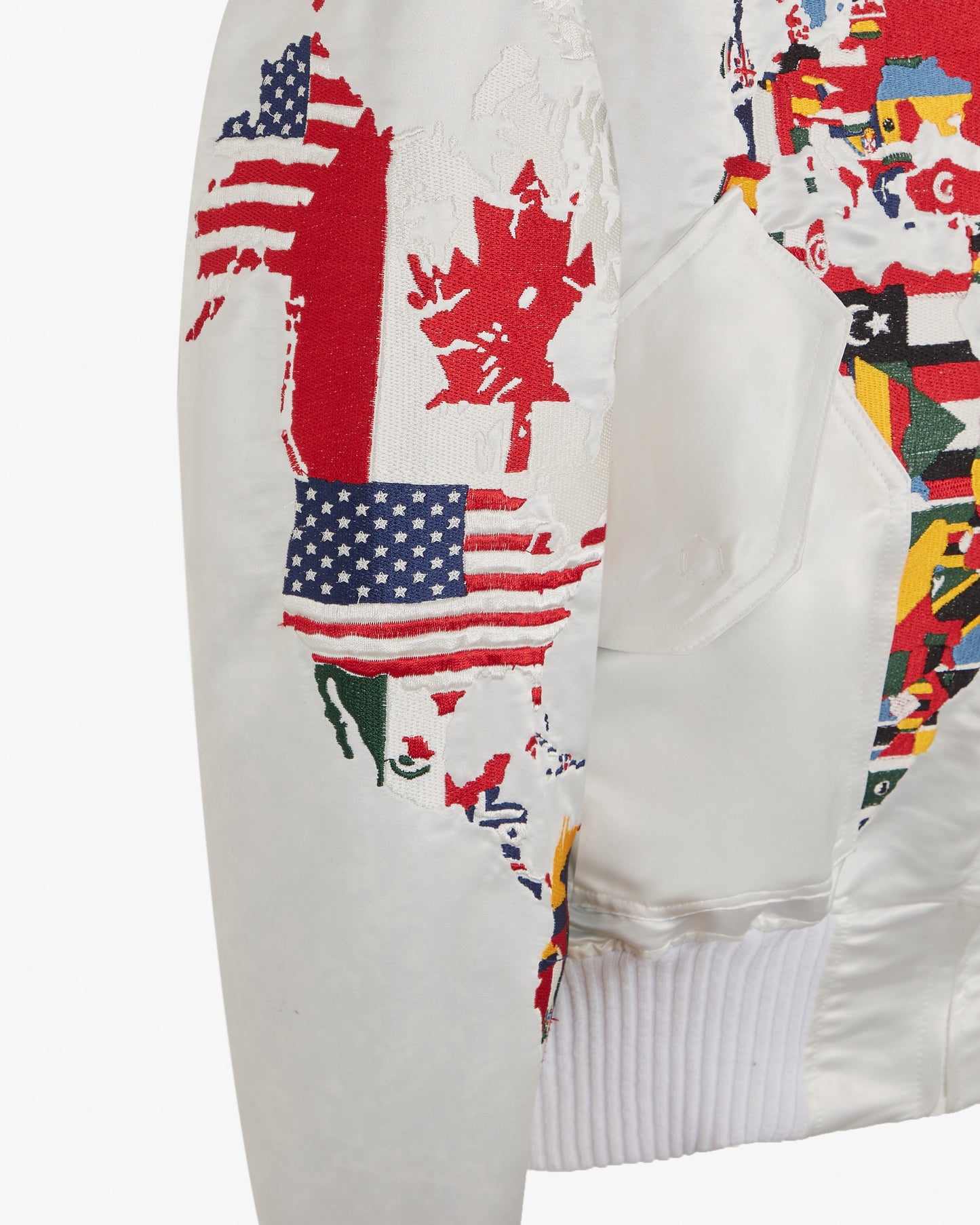 World Map MA-1 Flight Bomber Jacket Multi Ivory