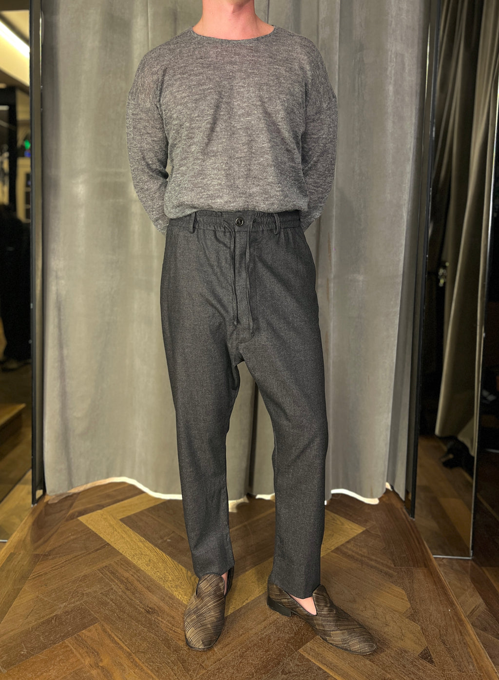 Fender Angora Flannel Drop Crotch Trousers Grey Men