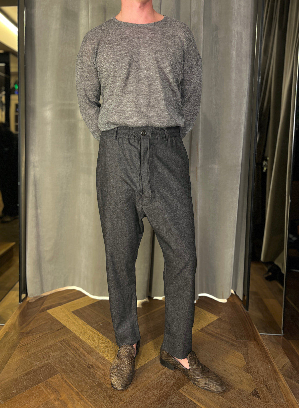 Fender Angora Flannel Drop Crotch Trousers Grey Men