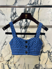 Ellie Plaid Flannel Bralette Blue Women