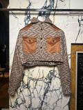 Nettie Mohair Jacquard Blanket Cropped Jacket Brown Women
