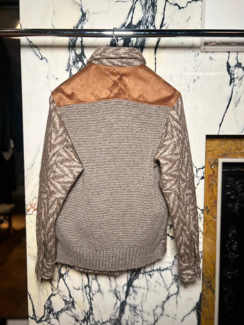 Brieuc Jacquard Blanket Overshirt Jacket Brown Men