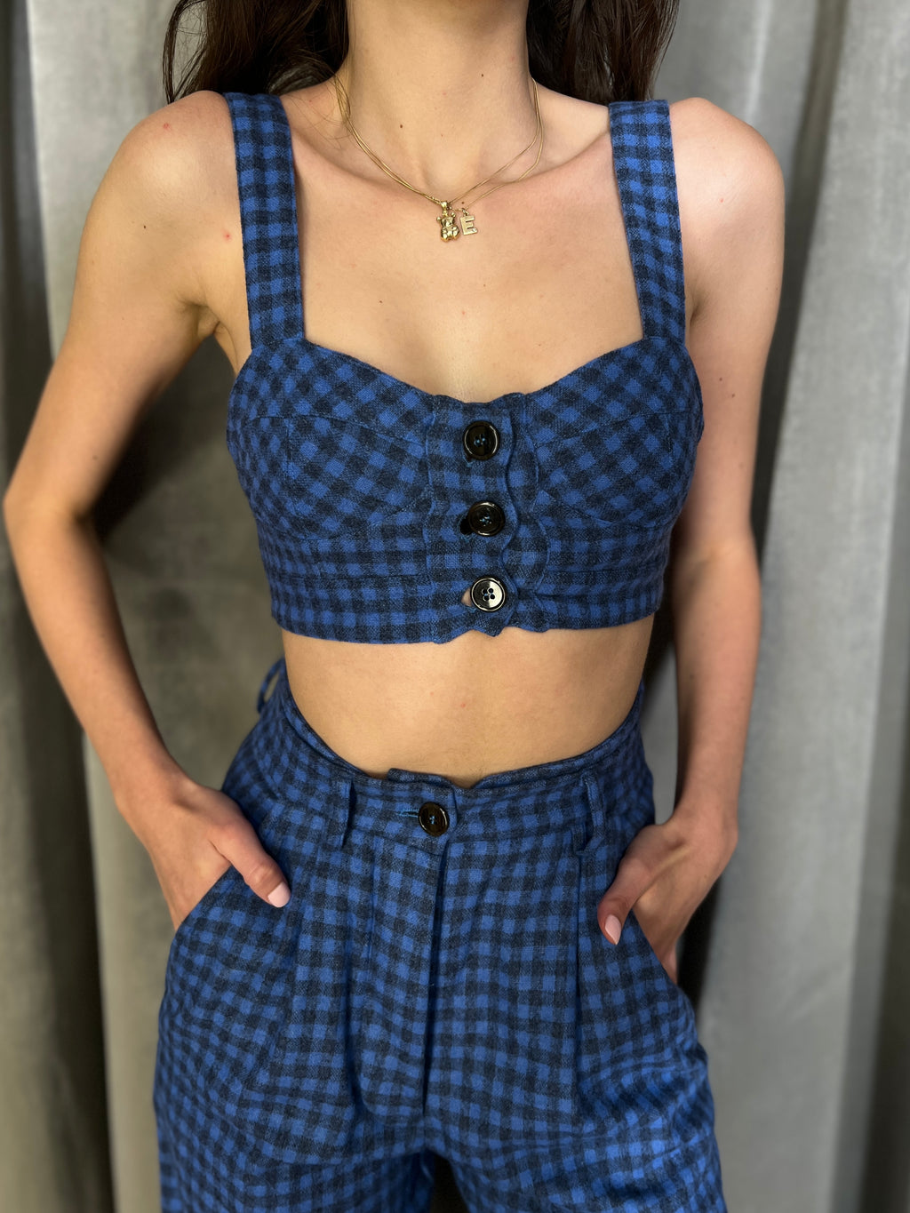 Ellie Plaid Flannel Bralette Blue Women