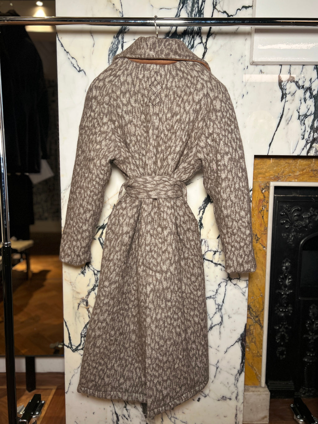 Victor Mohair Jacquard Blanket Overcoat Brown Women