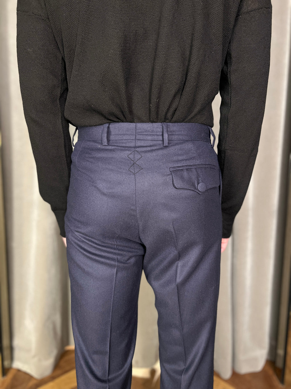 Prince Merino Flannel Drop Trousers Navy Men