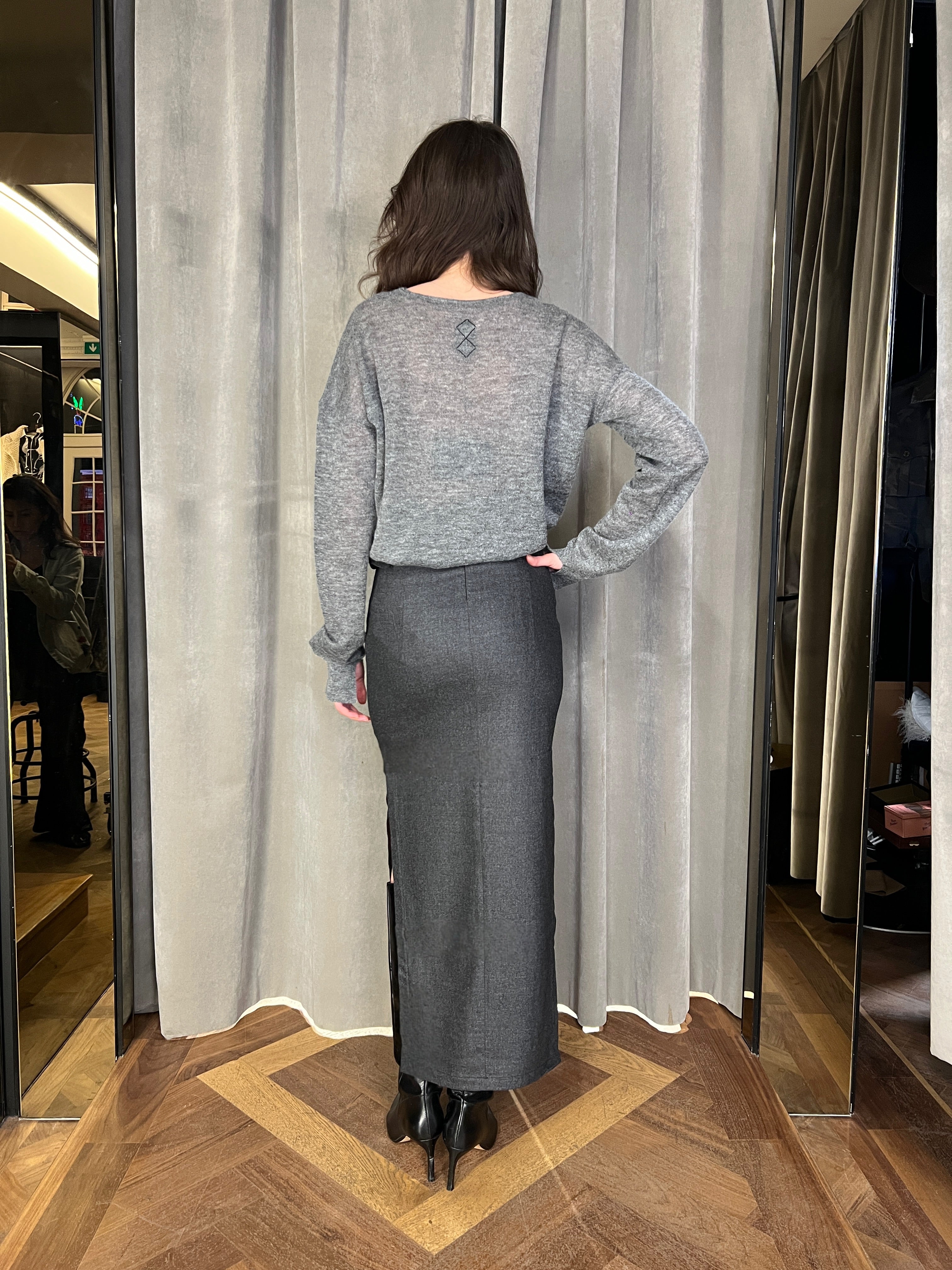 Dolce Angora Flannel Skirt Grey Women