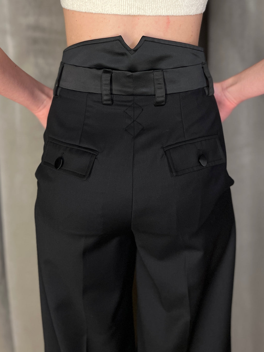 Palazzo Trousers Black Wool Women