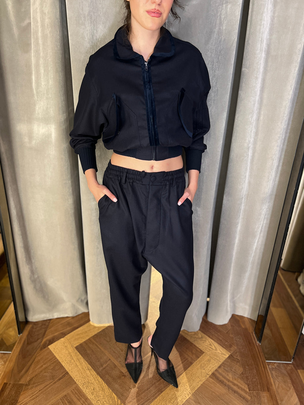 Iceman Merino Flannel Bomber Jacket Navy Women